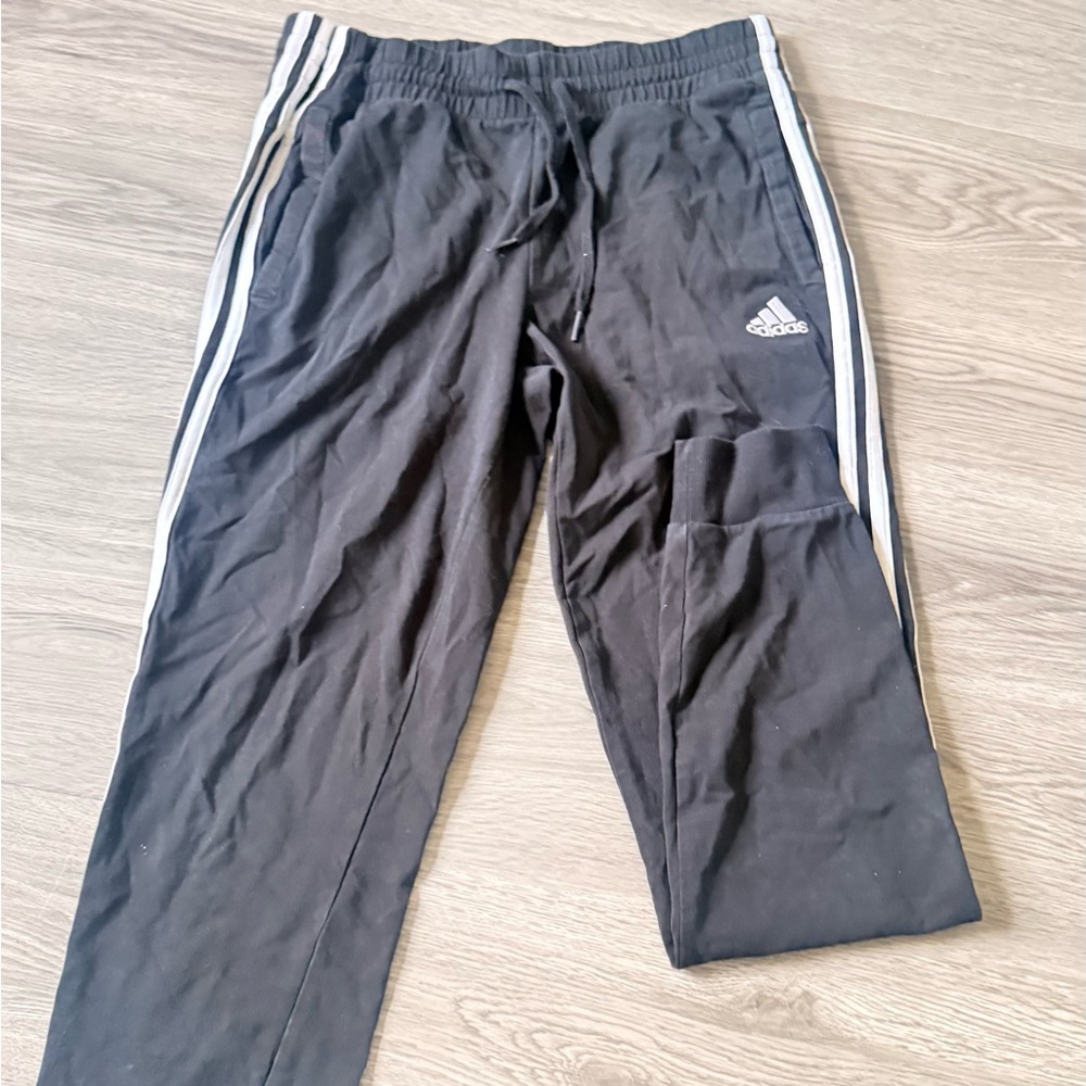 Adidas Black Joggers with White Accents